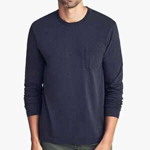 FAHERTY Sunwashed Organic Cotton Long Sleeve Pocket Tee Size M